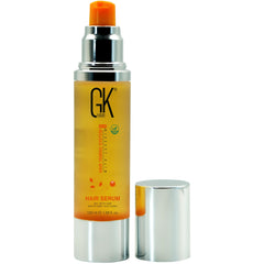 GK HAIR front bottle image showing serum texture and neat packaging benefit shine