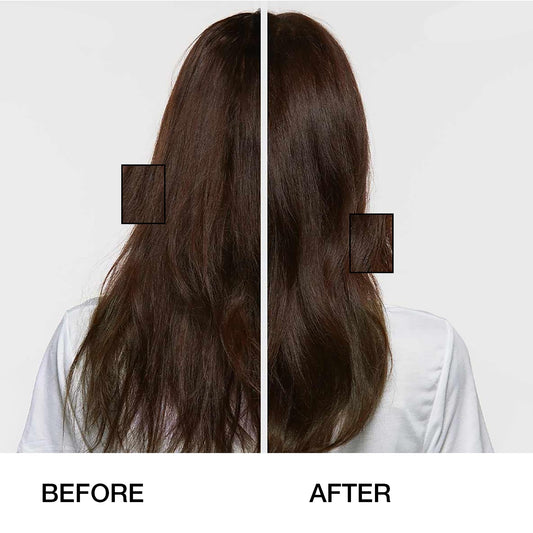 GK HAIR pump and label detail highlighting keratin formula and easy dispensing