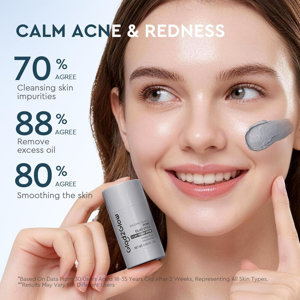 Glad2Glow applying stick to nose area demonstrating precise blackhead targeting