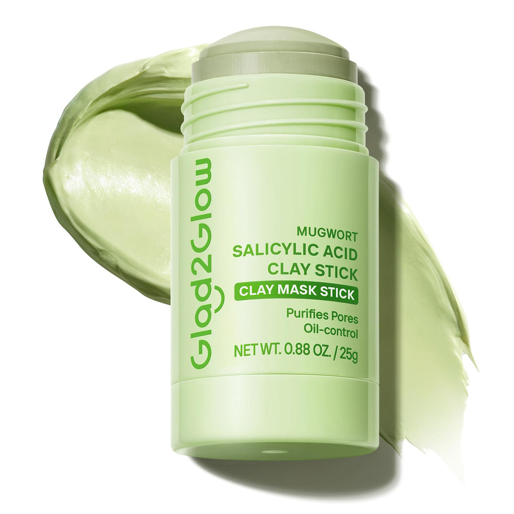 Glad2Glow front packaging showing mugwort clay stick and benefits