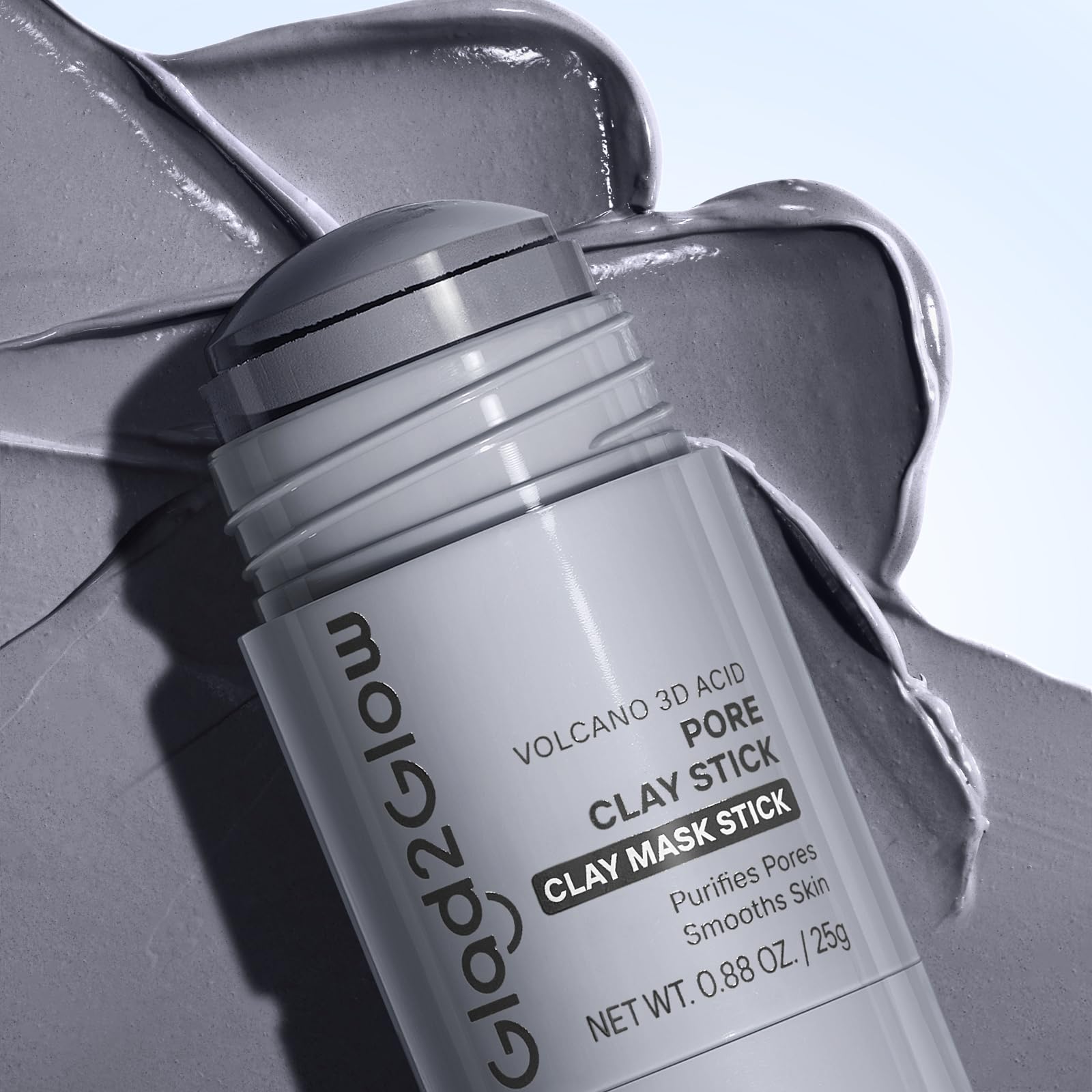Glad2Glow label detail showing ingredients like volcanic soil and charcoal benefits