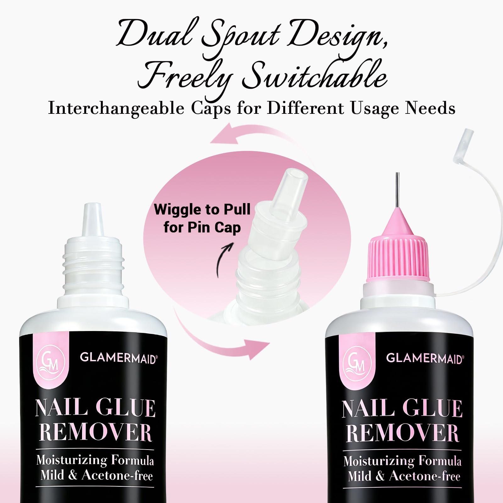GLAMERMAID applying remover under a press-on nail for easier removal
