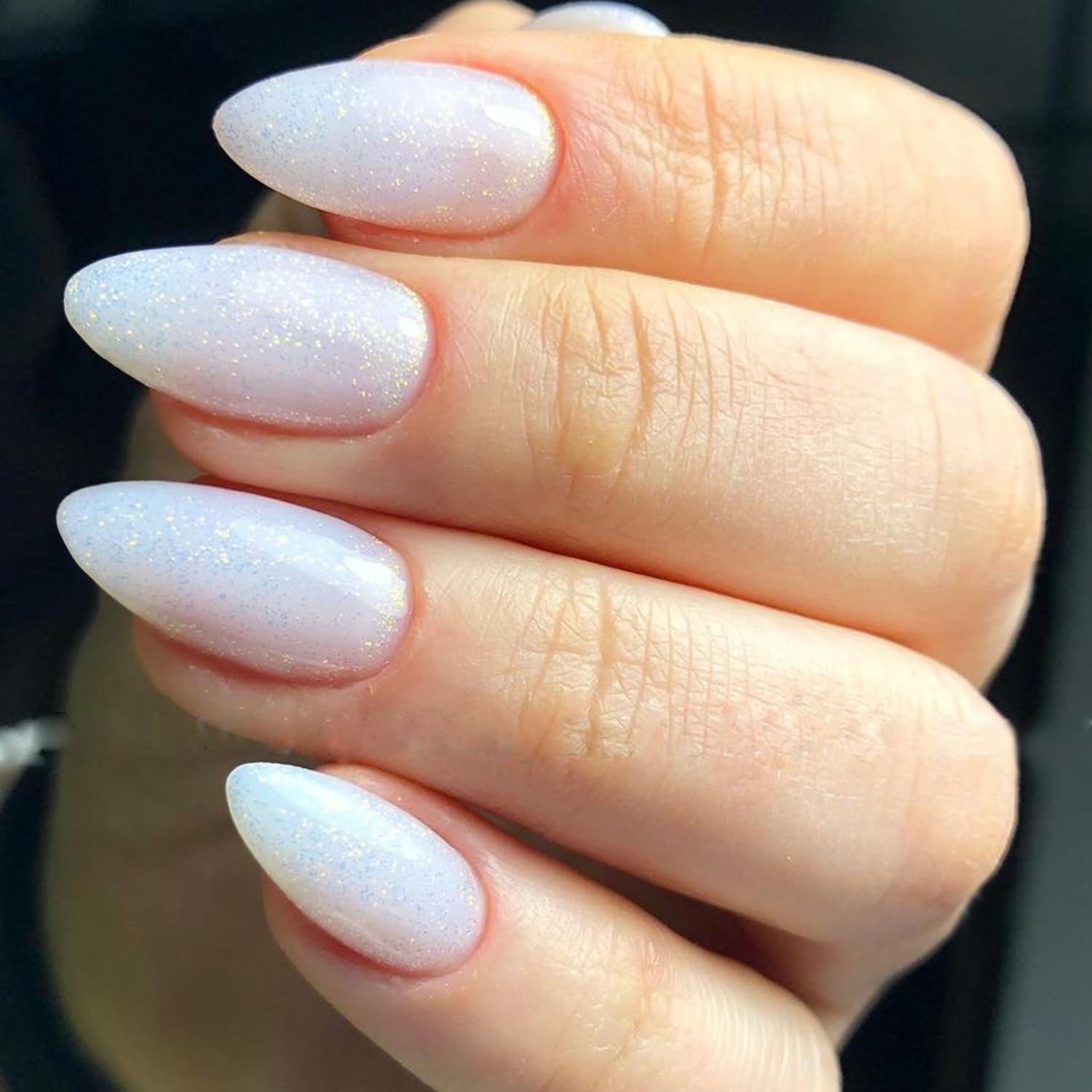 GLAMERMAID front packaging showing nude white glitter nails for an elegant look