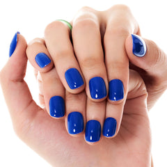 GLAMERMAID front packaging showing navy blue press-on set and benefit of ready-to-wear