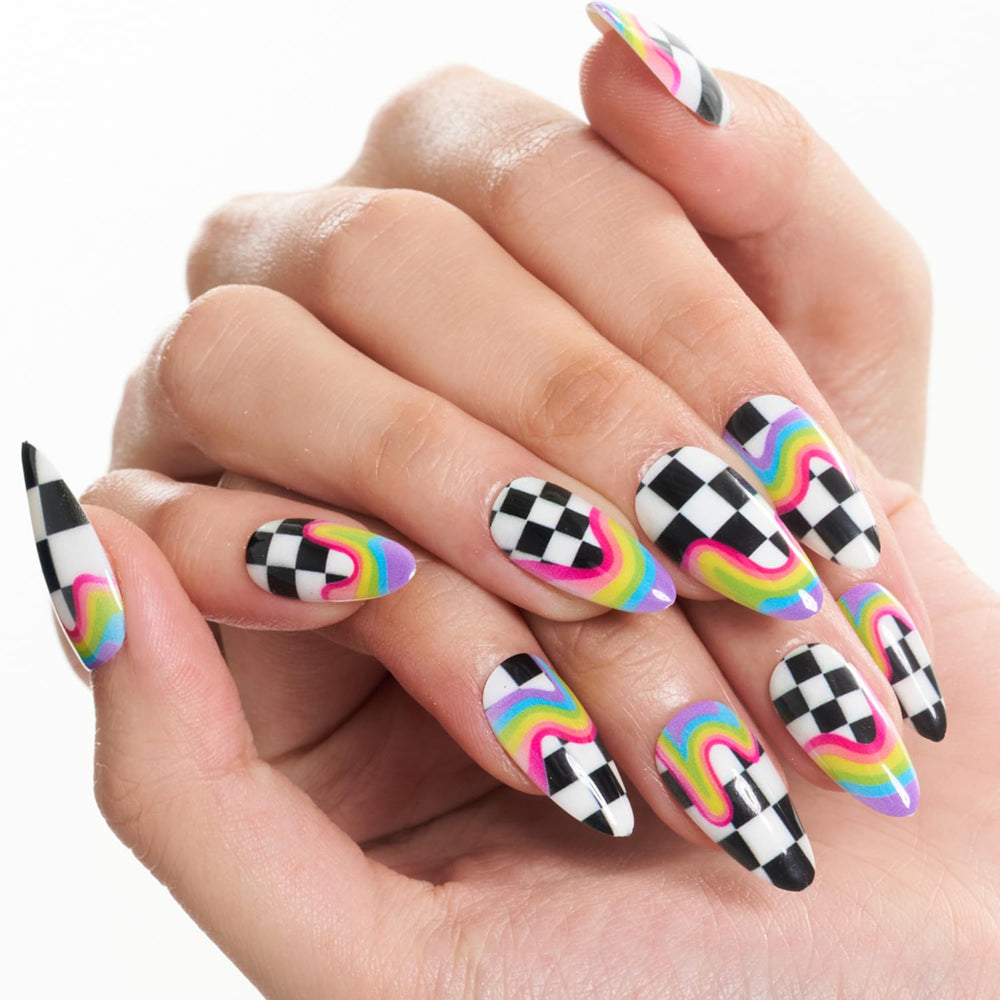 GLAMERMAID front packaging showing rainbow almond nails and glossy finish