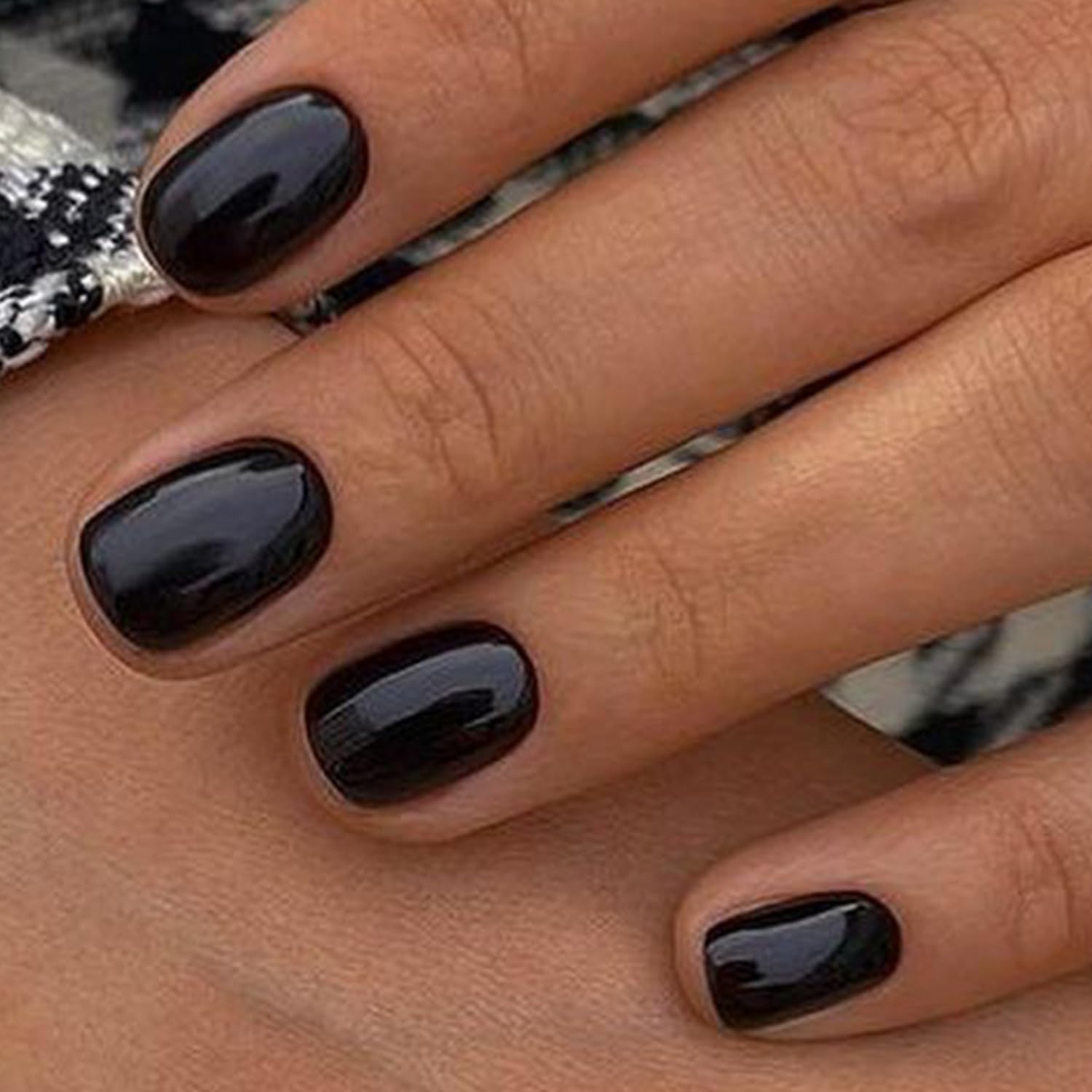 GLAMERMAID nails in hand to show short squoval scale benefit: real-size perspective