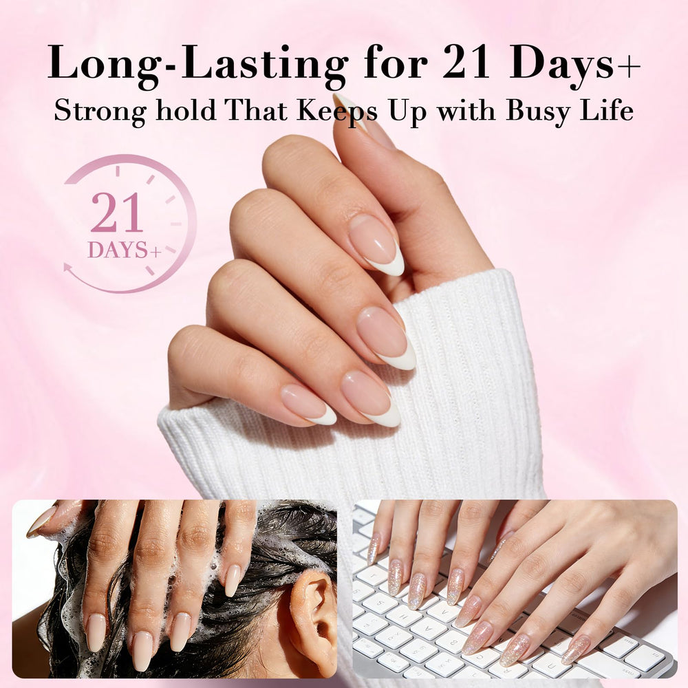 GLAMERMAID in use applying press-on nail with steady brush
