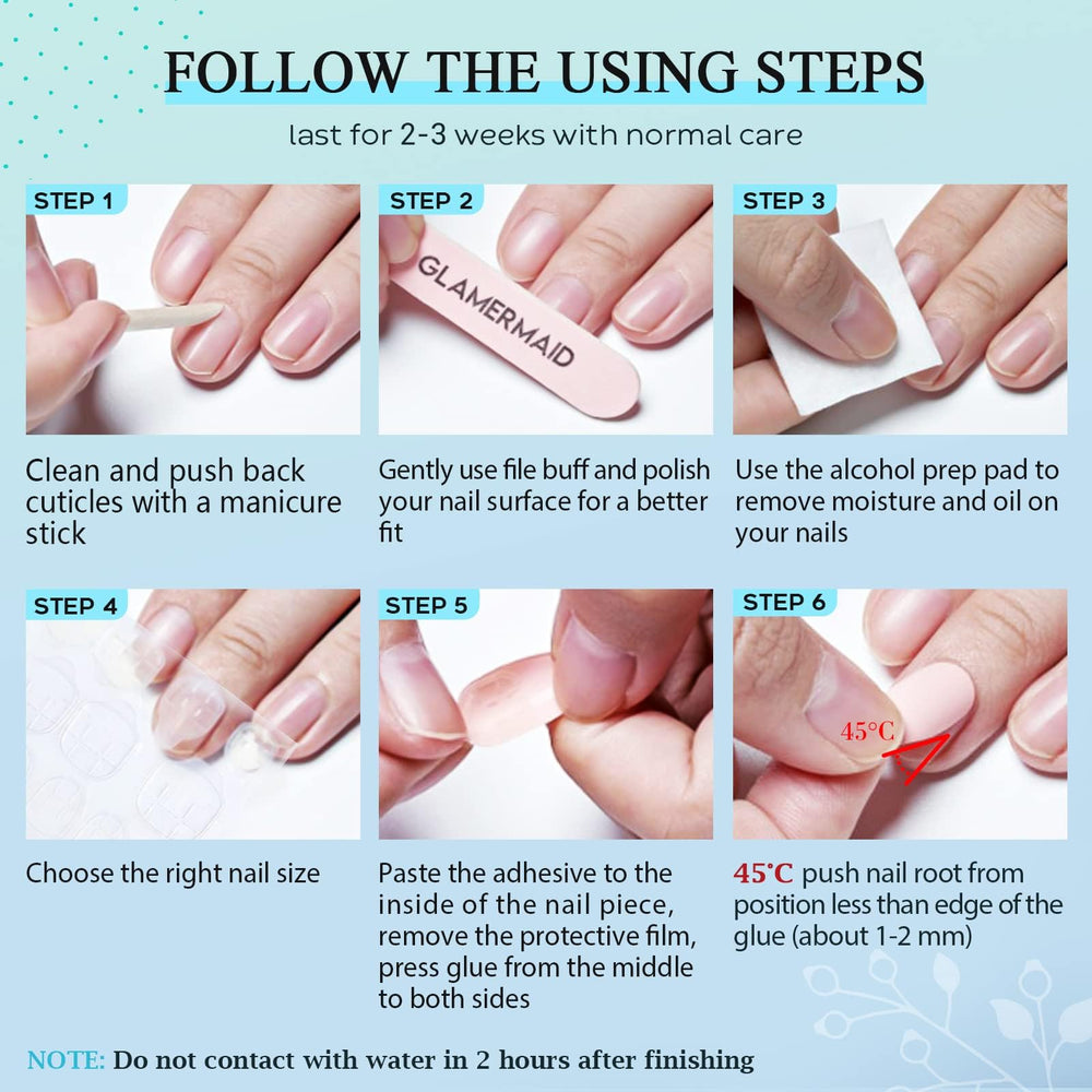 GLAMERMAID kit contents arranged with adhesives and tools for easy application