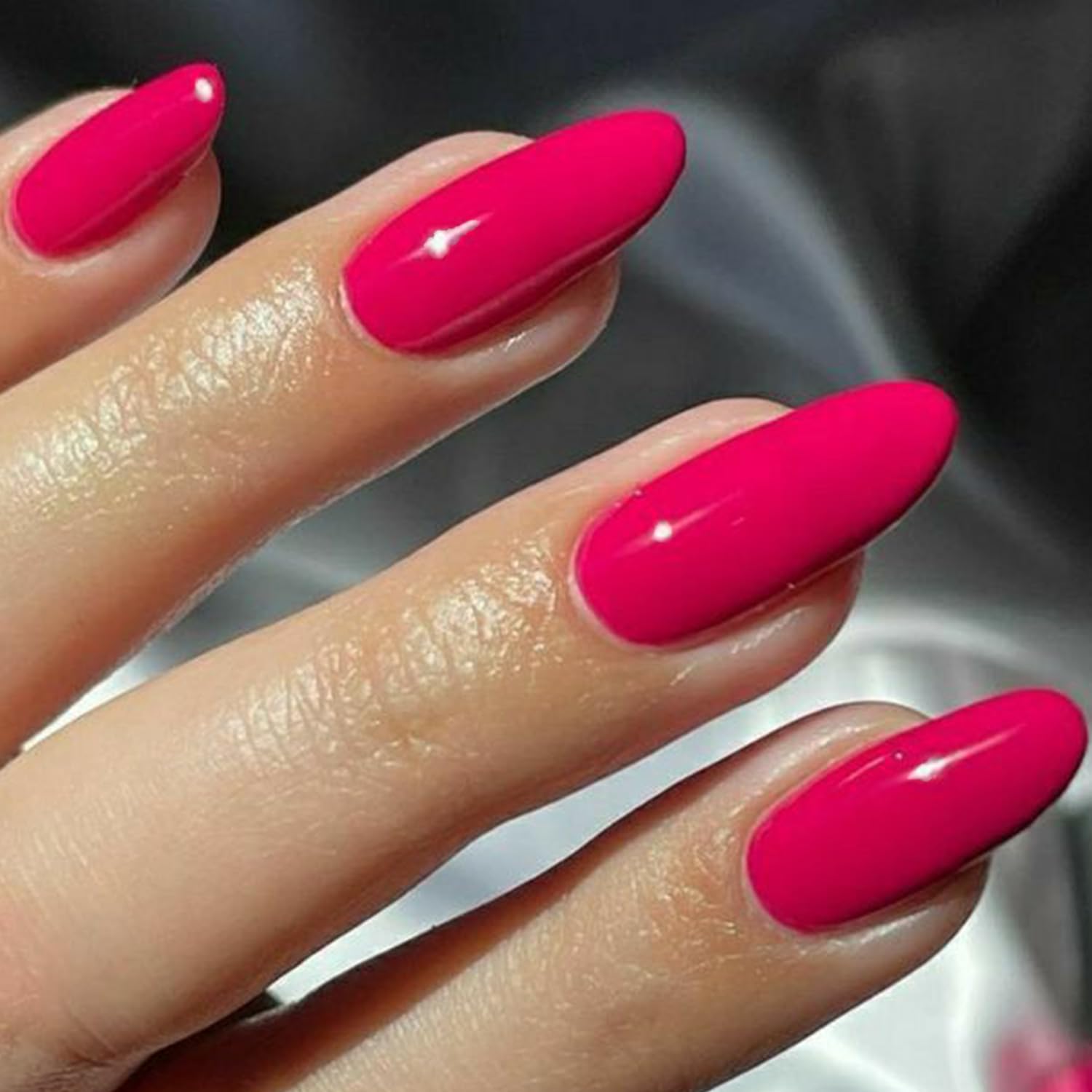 GLAMERMAID medium almond nails displayed on holder, versatile everyday style benefit