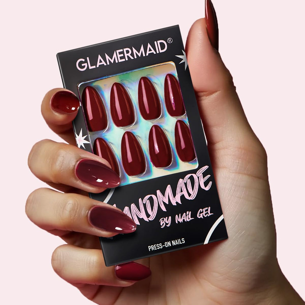 GLAMERMAID nails on hand styled medium almond for natural-looking fit