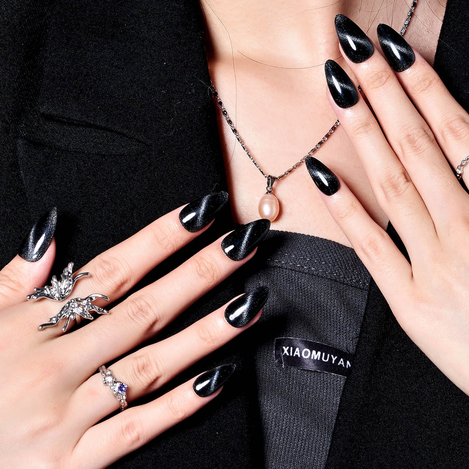 GLAMERMAID nails applied on hand demonstrating natural fit and shine