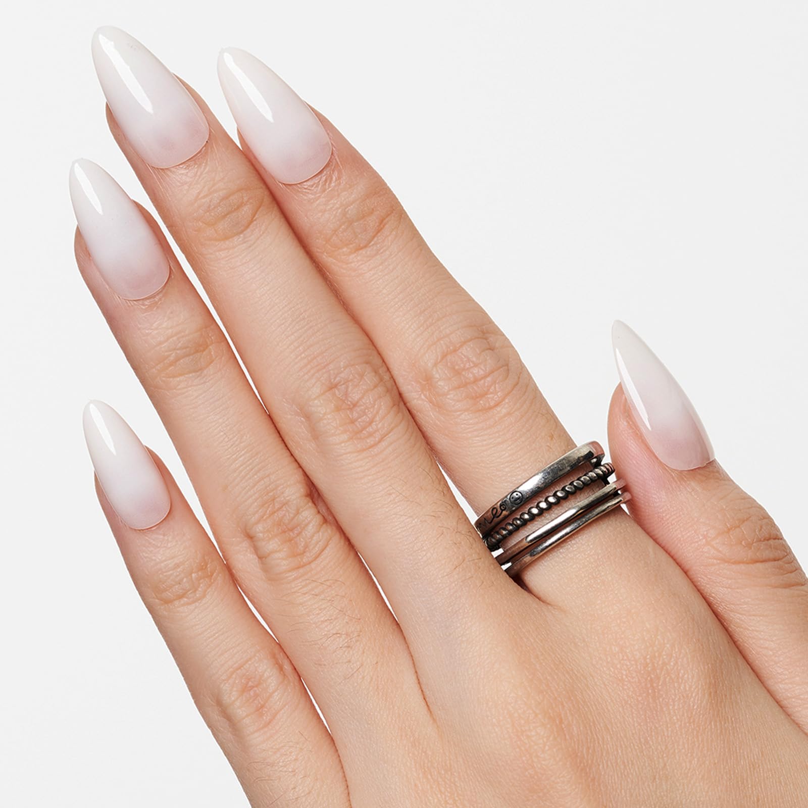 GLAMERMAID nails on a finger for scale showing proportion and shape