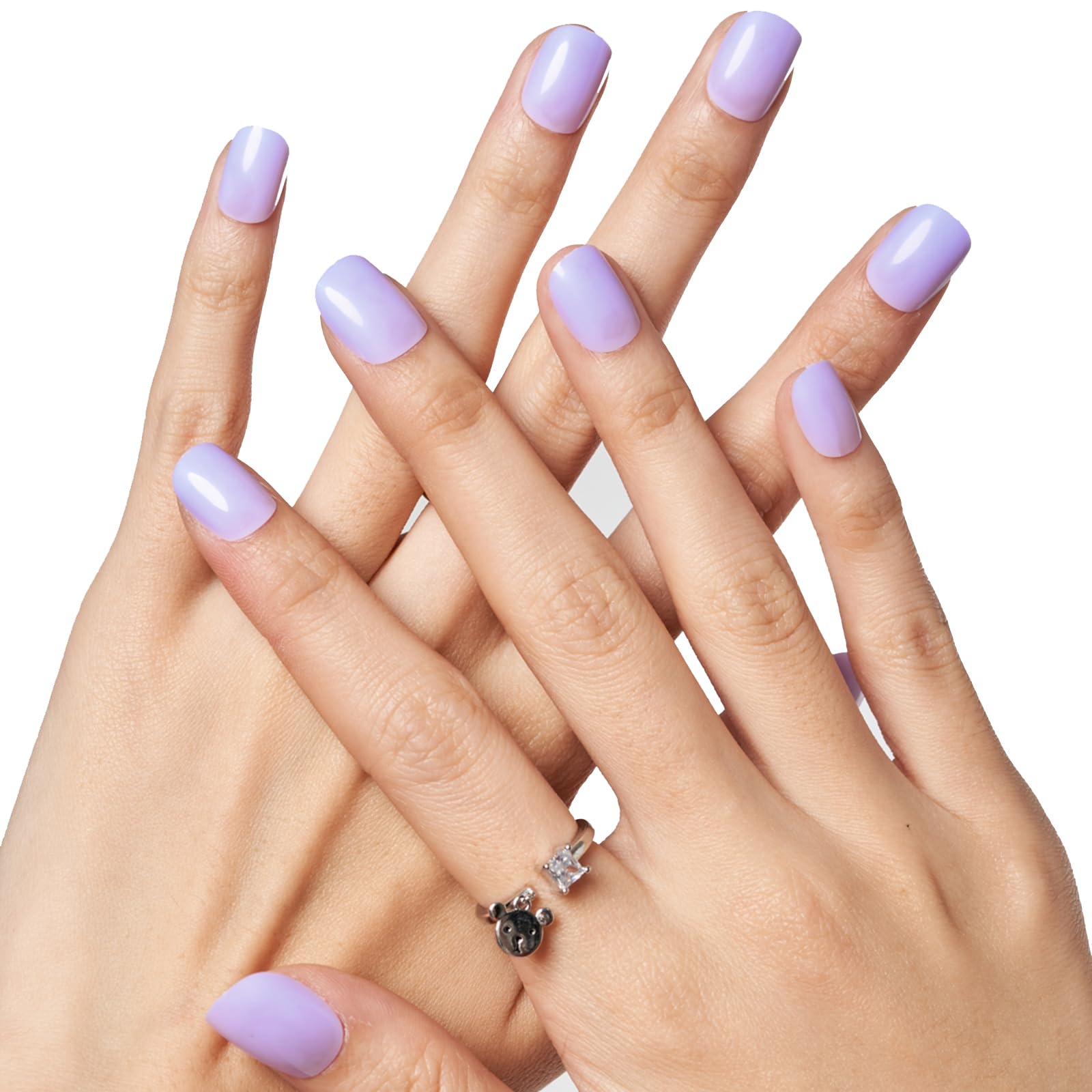 GLAMERMAID nail next to fingertip showing extra-short scale for natural fit