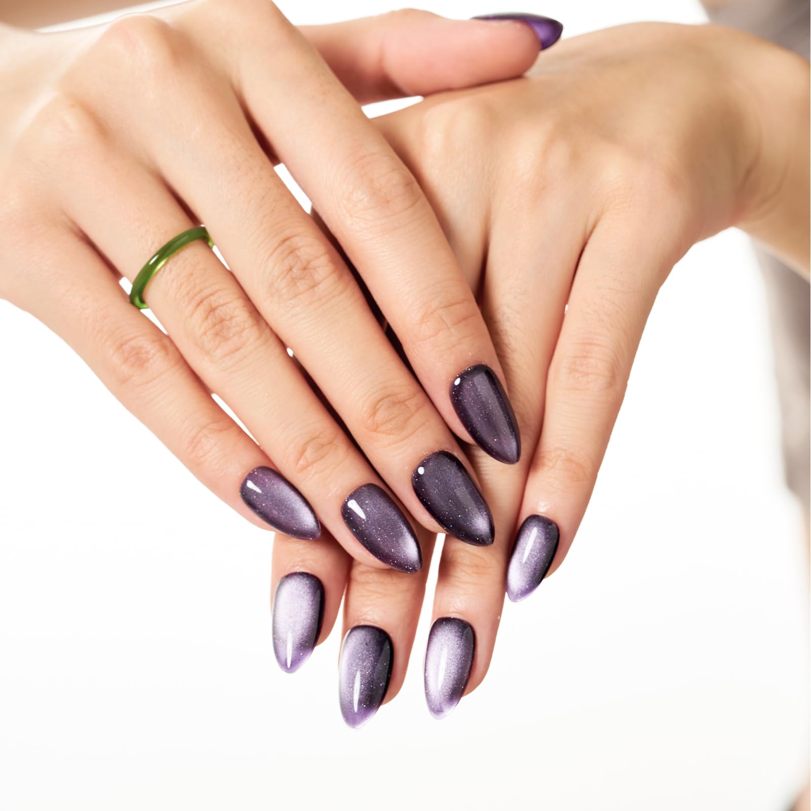 GLAMERMAID side profile of short almond nails showing natural fit and sturdy edge benefit