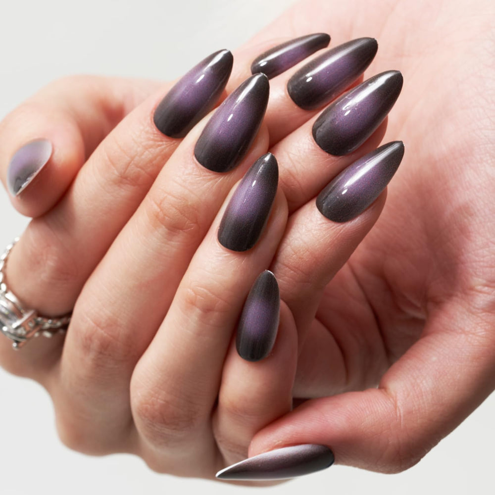 GLAMERMAID medium almond nails worn on hand showing natural fit and polished look