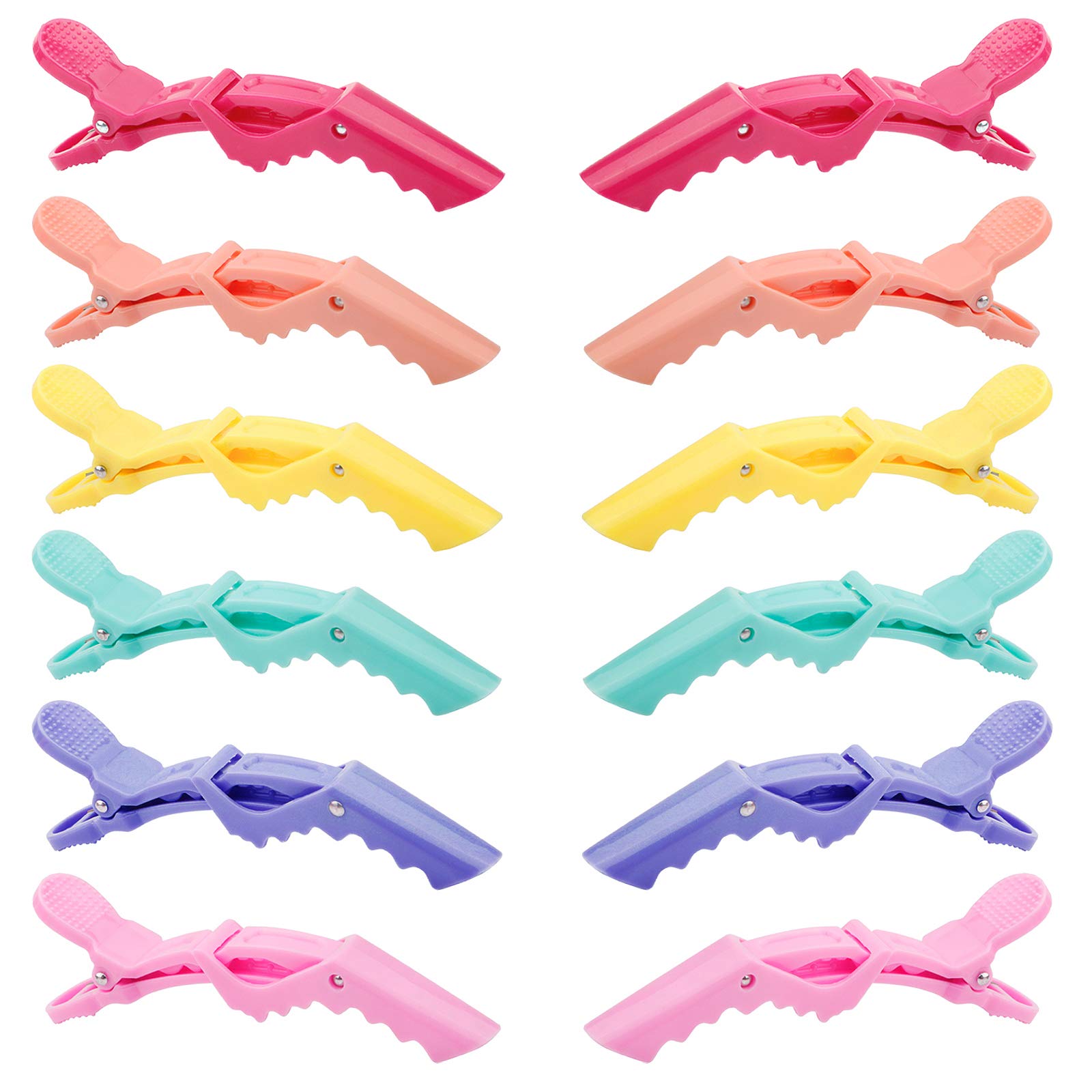 GLAMFIELDS front view of 12 pastel alligator clips showing full set and packaging benefit: organized storage