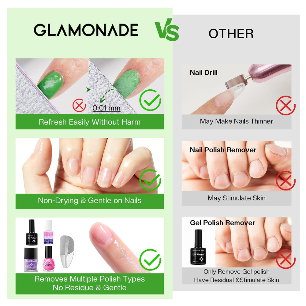 Nails after Glamonade removal showing clean nail beds and less dryness