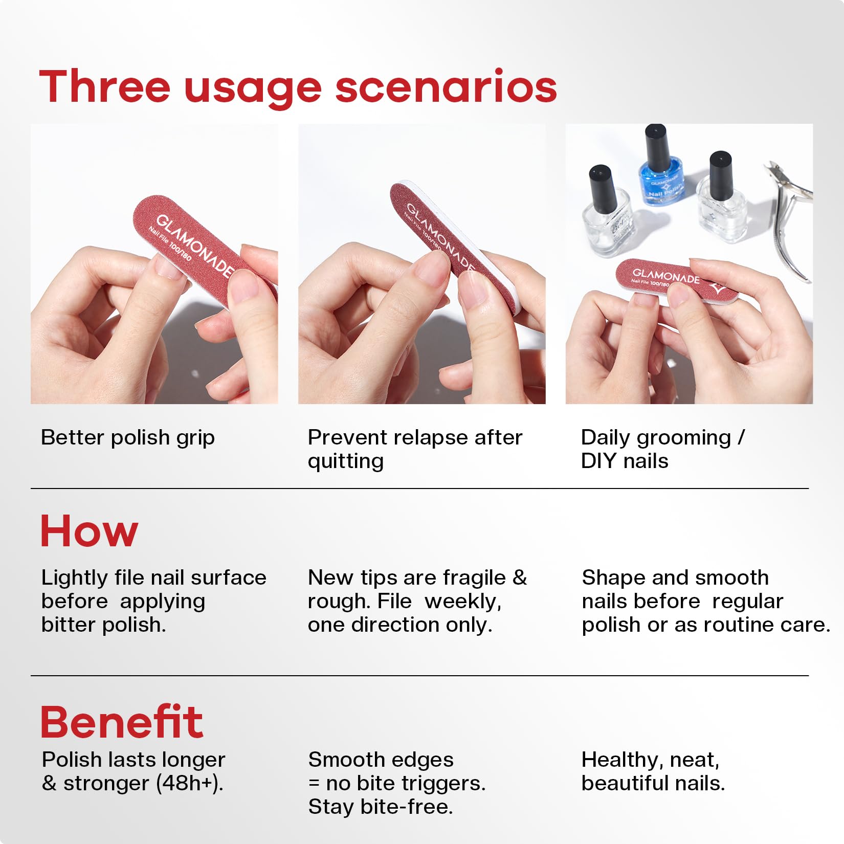Glamonade being applied to fingernail demonstrating quick dry benefit
