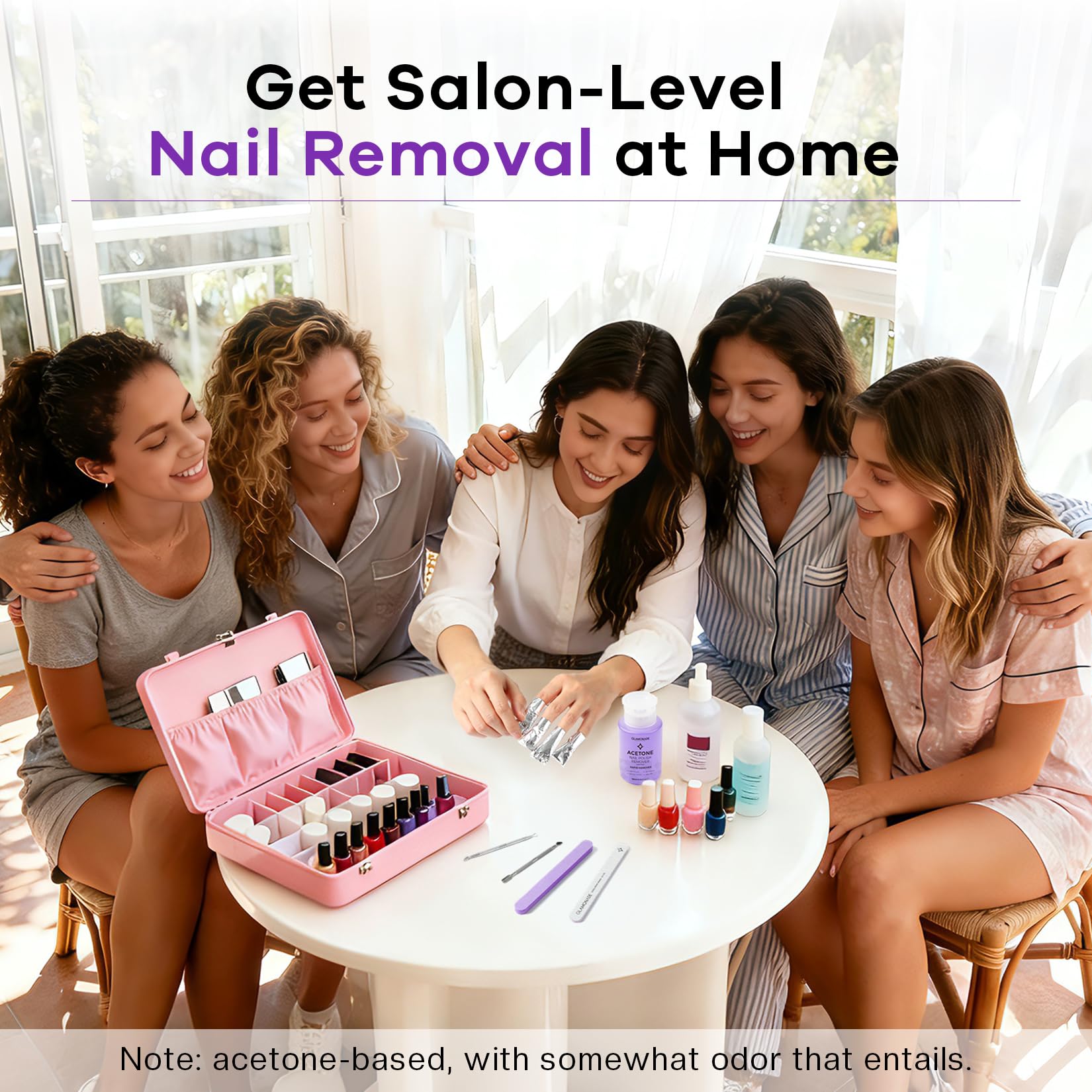 Glamonade before and after nails showing clean polish-free results