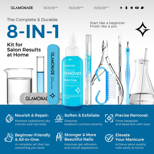 Glamonade cuticle gel close-up bottle highlighting quick softening action