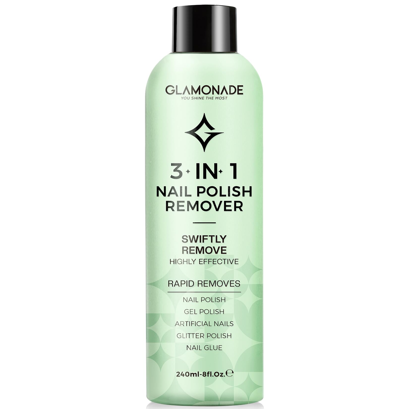 Glamonade front bottle showing label and 8 fl oz size, clear professional look