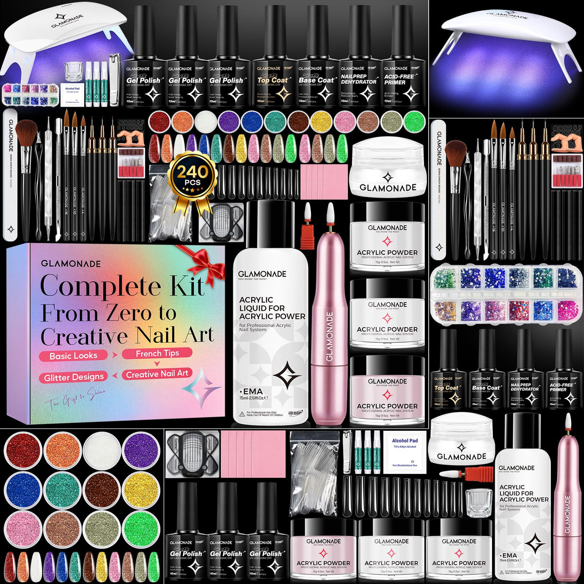 Glamonade kit front packaging showing contents and benefits