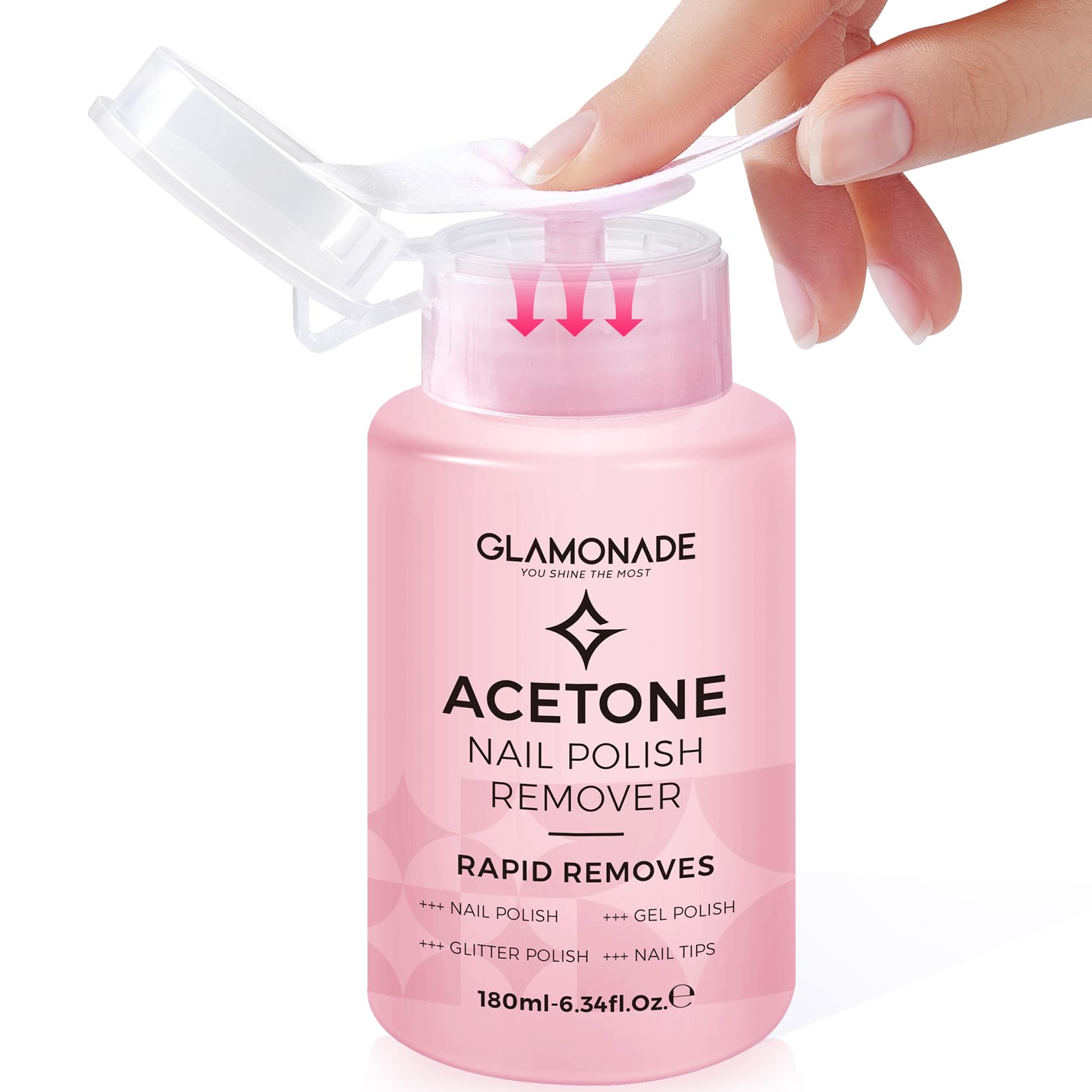 Glamonade front packaging with pump showing neat dispensing benefit