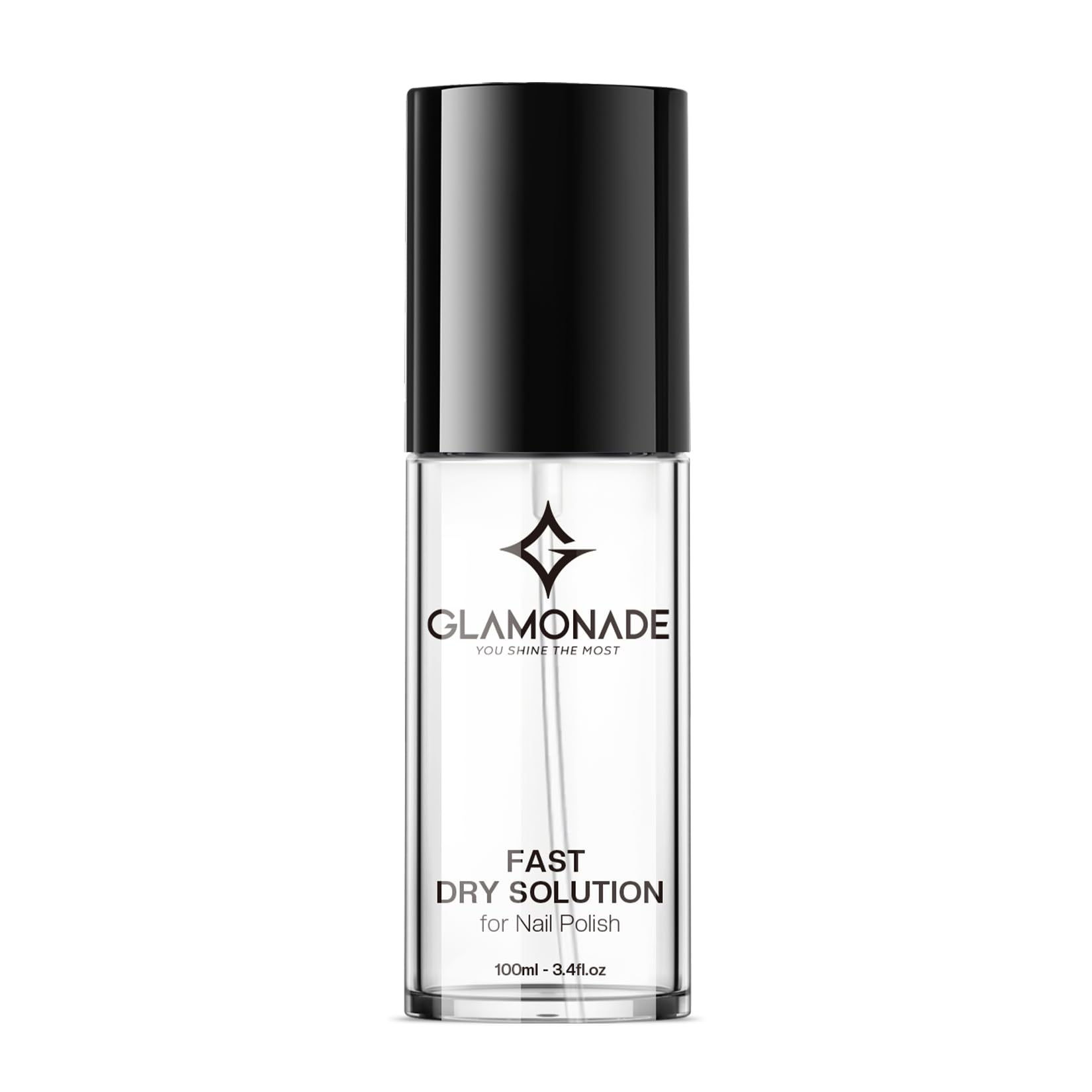 glamonade front packaging showing bottle and clear label for fast drying benefit