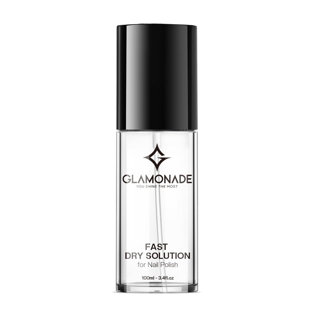 glamonade front packaging showing bottle and clear label for fast drying benefit