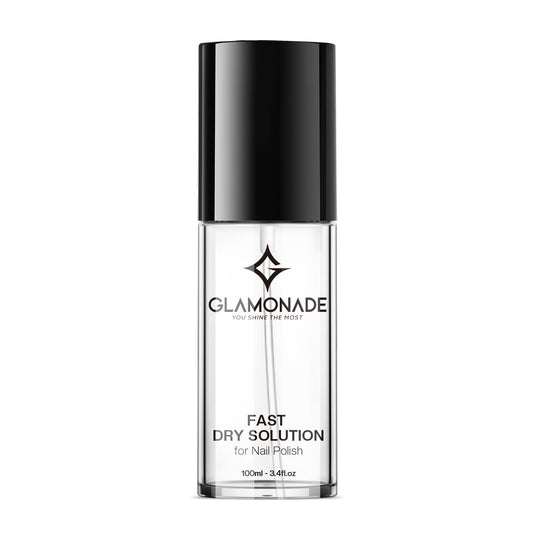 glamonade front packaging showing bottle and clear label for fast drying benefit