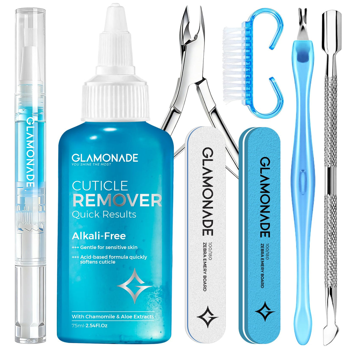 Glamonade front packaging showing full 8-in-1 kit and benefits