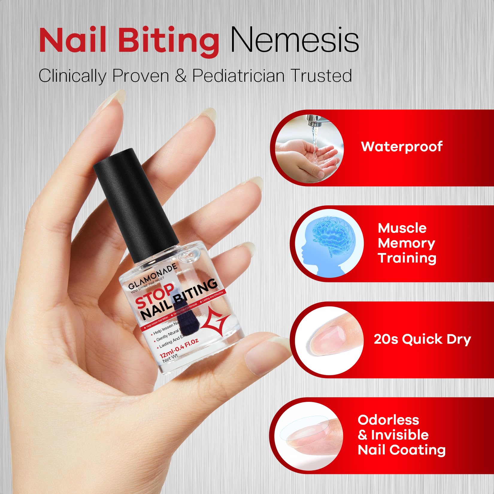 Glamonade before and after nail repair demonstrating healthier nail growth