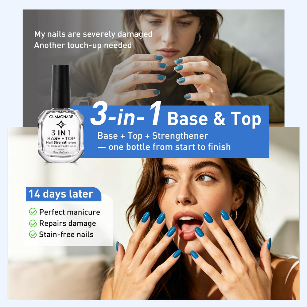 Glamonade applied on natural nails in lifestyle shot for a clean polished look