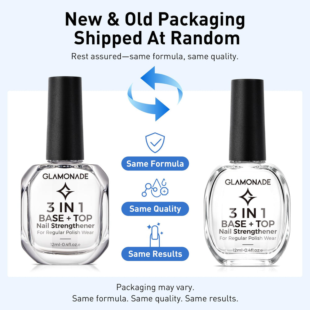Glamonade used over color polish before-and-after showing improved shine and durability