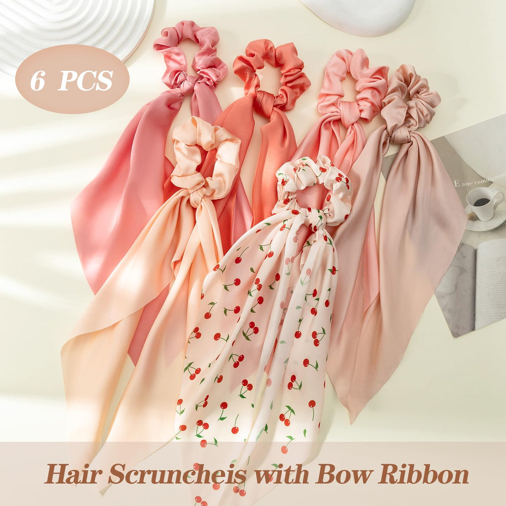 Glaudmeiss full set arranged to show six matching scrunchies and ribbons together