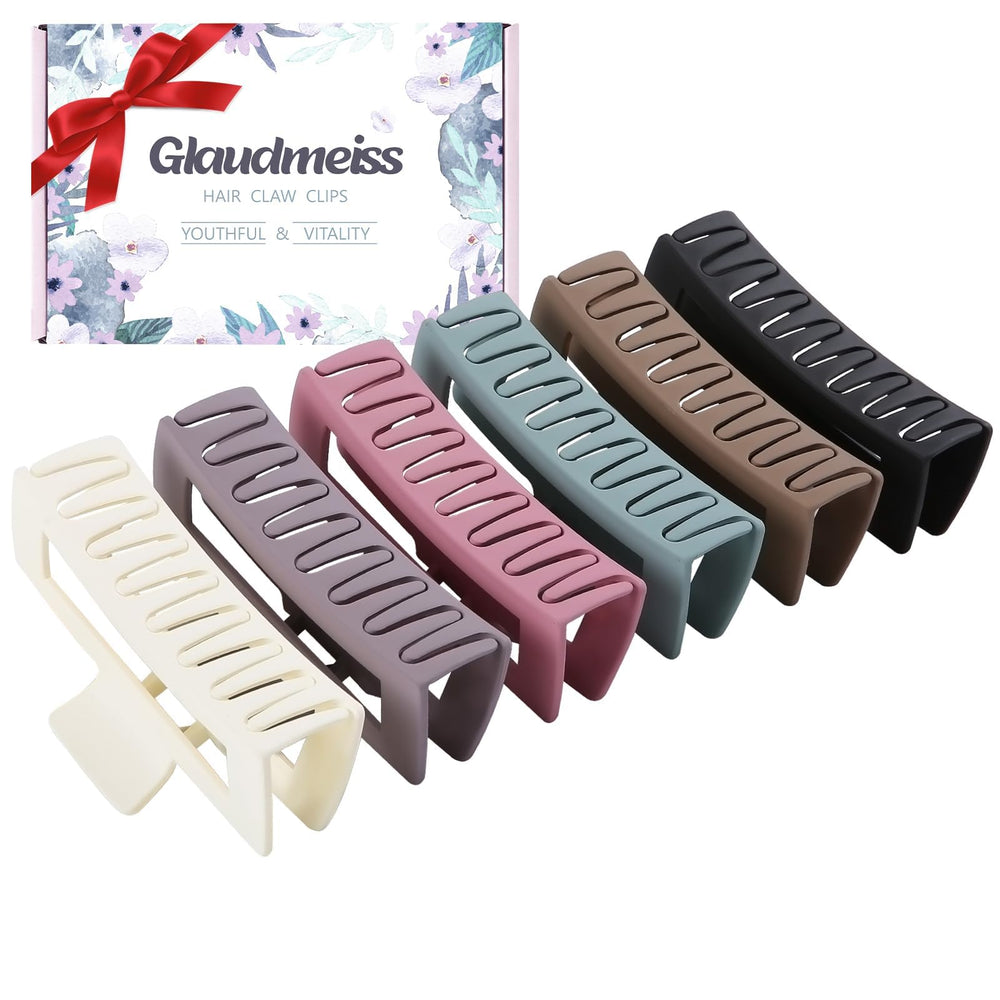 Glaudmeiss front packaging showing six large clips and color variety for styling options