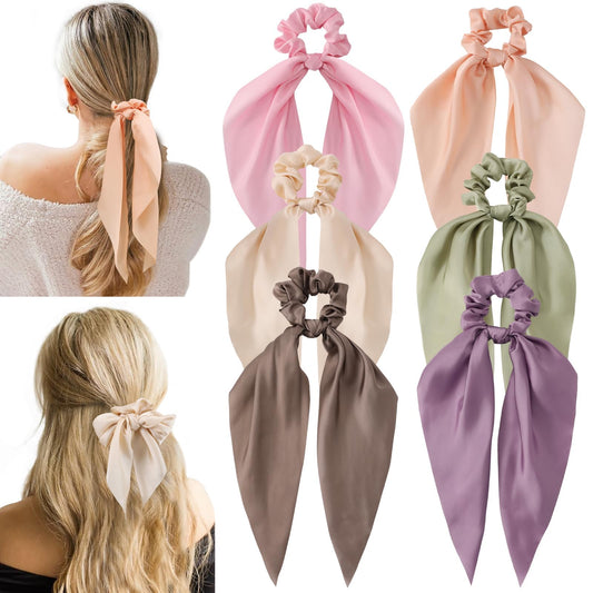 Glaudmeiss front packaging showing six neutral bow scrunchies and ribbons offering variety