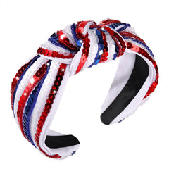 GLBCC front view showing patriotic sequined headband and clear festive benefit