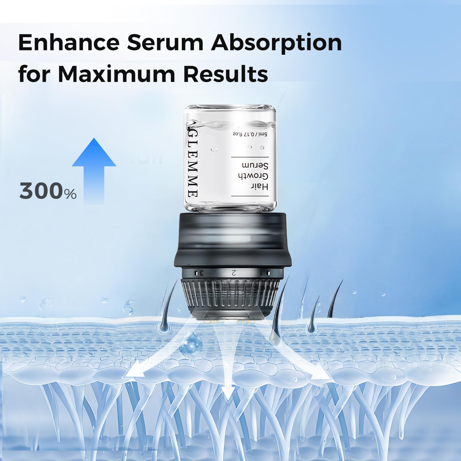 Glemme applying serum after stamping for targeted scalp absorption