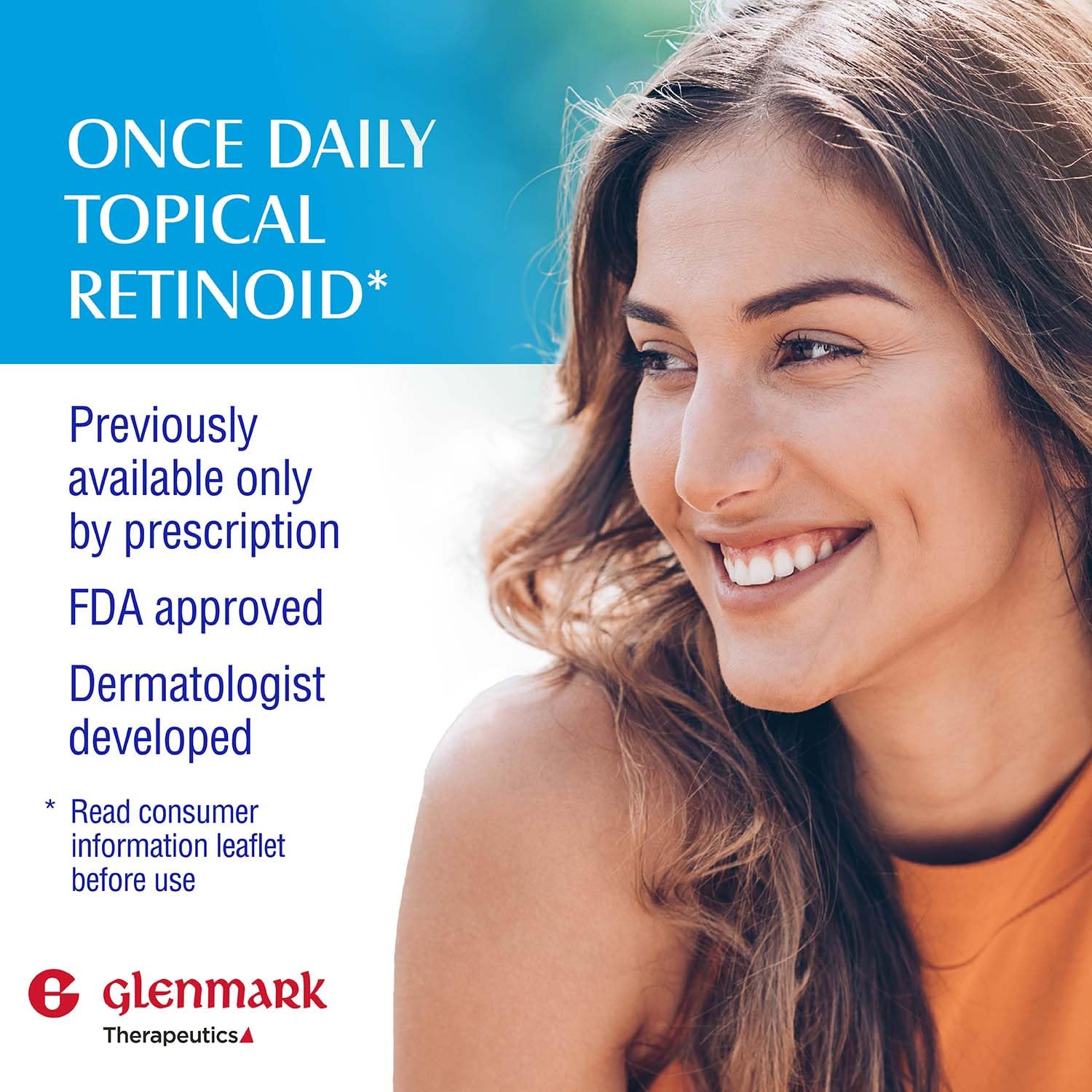 15g Glenmark tube held in hand to show compact travel-friendly size