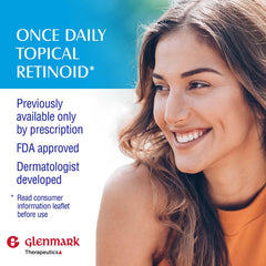 15g Glenmark tube held in hand to show compact travel-friendly size