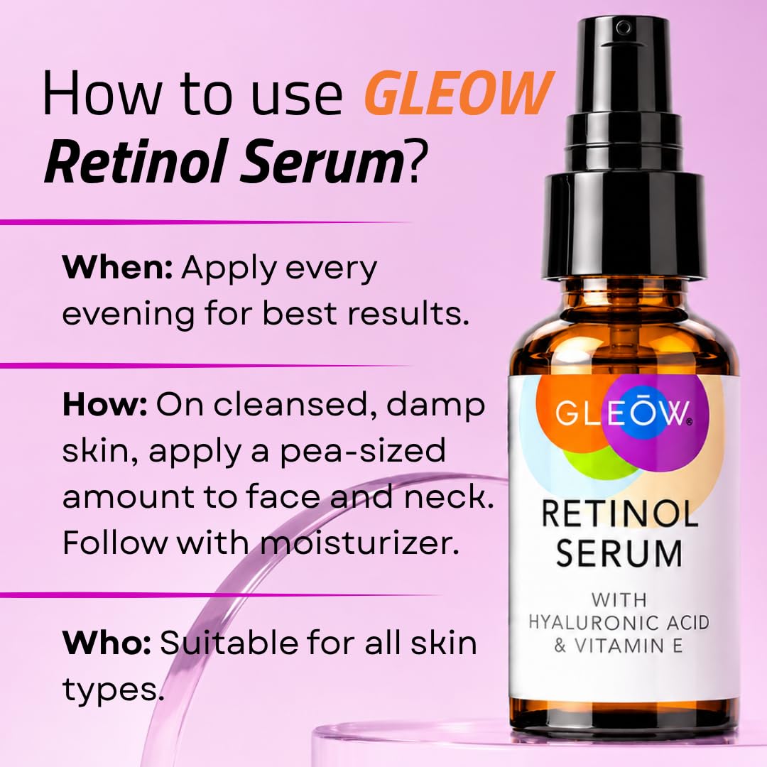 GLEOW serum beside moisturizer illustrating evening routine pairing