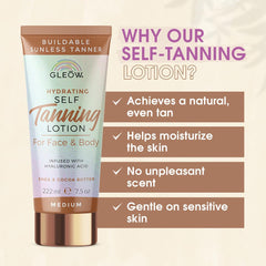 GLEOW label and ingredient list highlighting hyaluronic acid and nourishing botanicals