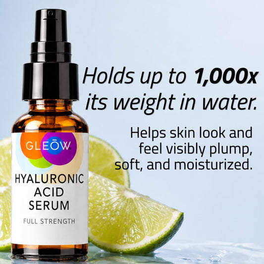 GLEOW dropper dispensing clear serum highlighting precise dosing benefit