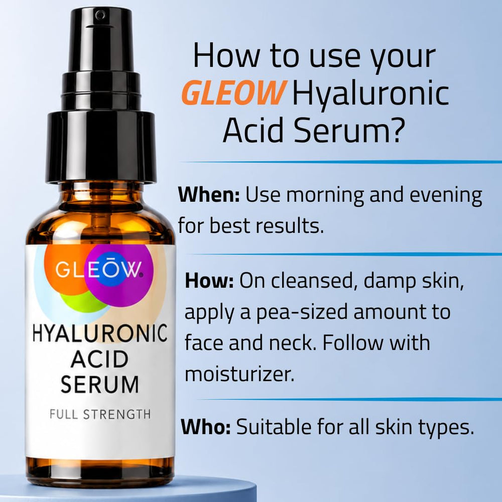GLEOW serum on bathroom vanity staged for daily routine convenience benefit