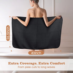 GLIMGLINT model wearing wrap in bathroom showing comfortable use