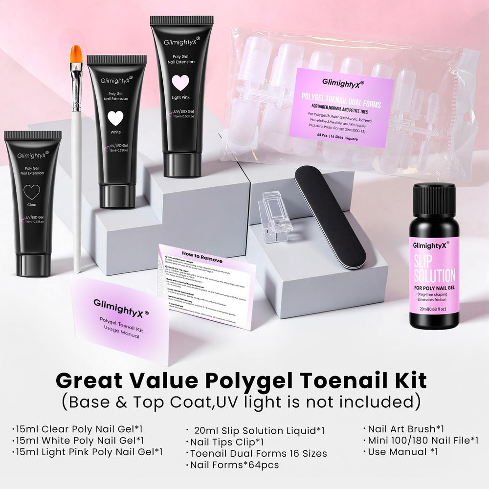 GlimightyX dual toenail forms spread showing 16 sizes for better fit