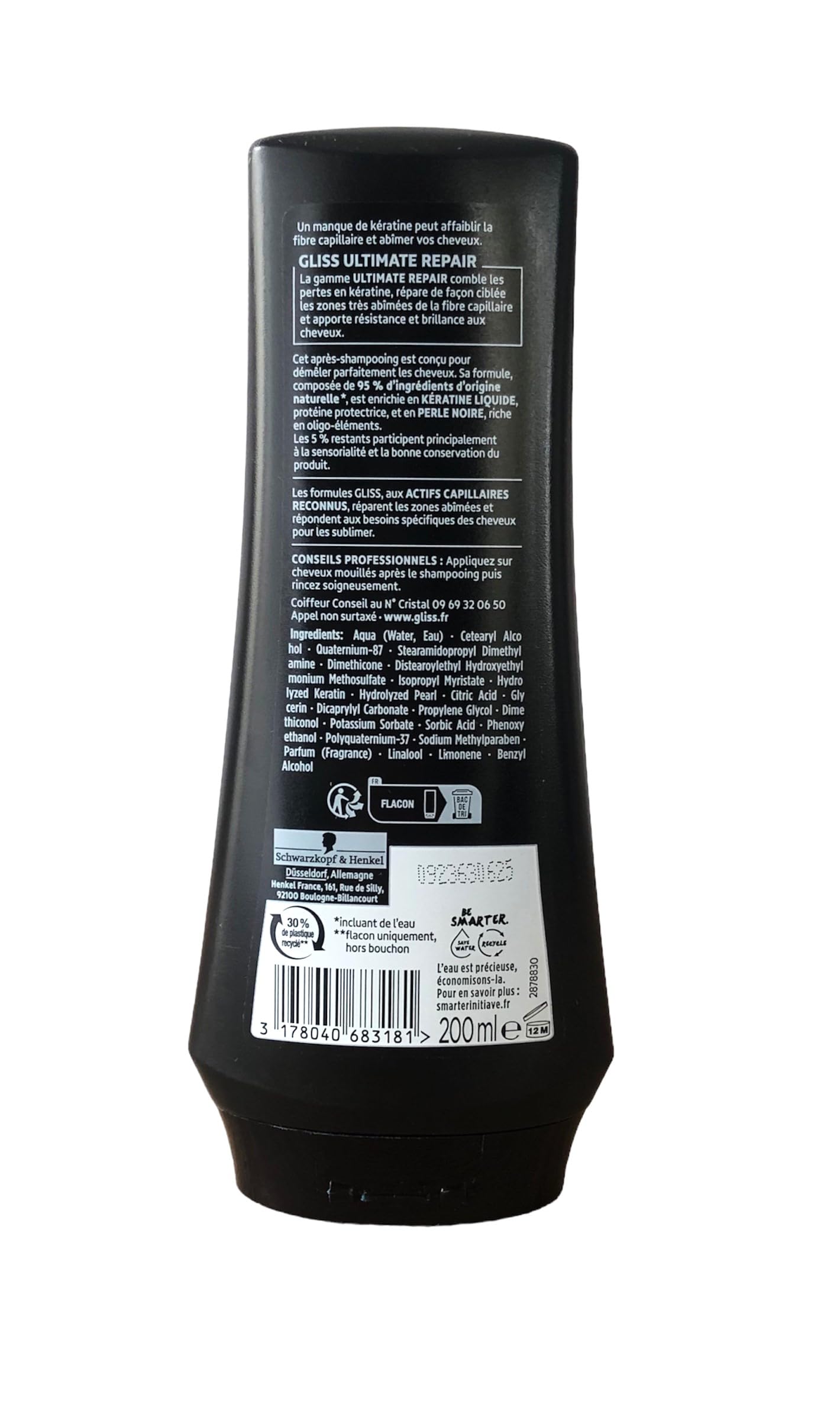 Gliss Kur close-up of cap and label highlighting liquid keratin strength