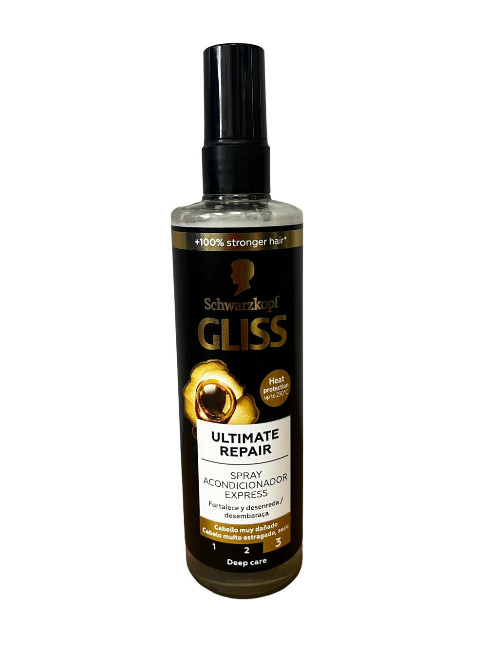 GLISS spray being applied to towel-dried hair for instant detangling and smoother styling