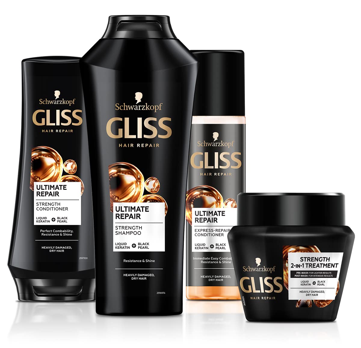 GLISS conditioner applied to damp hair demonstrating smoother, detangled strands